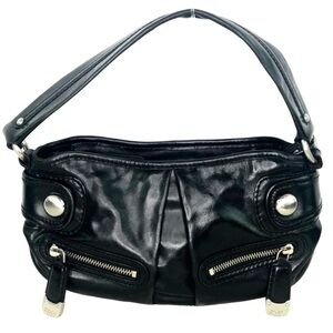 DKNY Black Faux Leather Small Shoulder Bag